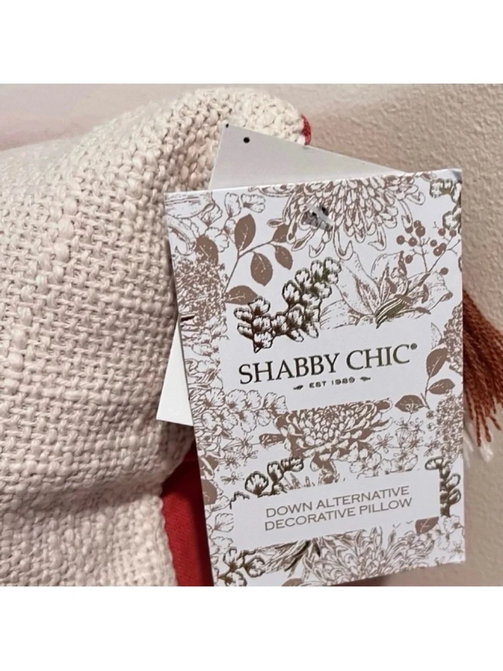 🆕- Shabby Chic Embroidered Pumpkin Trio Neutral Fall Pillow.